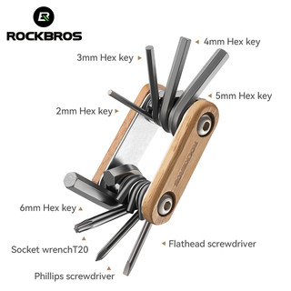 Rockbros 8 trong 1 Công cụ sửa chữa xe đạp Kết hợp đa chức năng Nội thất tháo gỡ lục giác Công cụ bảo trì di động