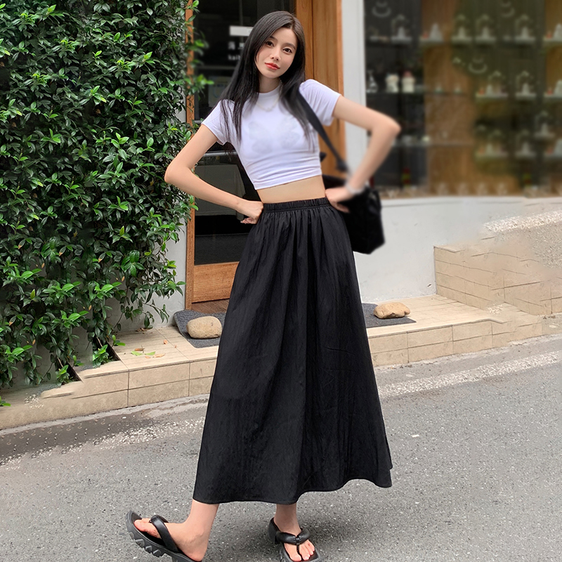 Chân VáY Chữ A Lưng Cao Co DãN, MàU SắC Đơn GiảN