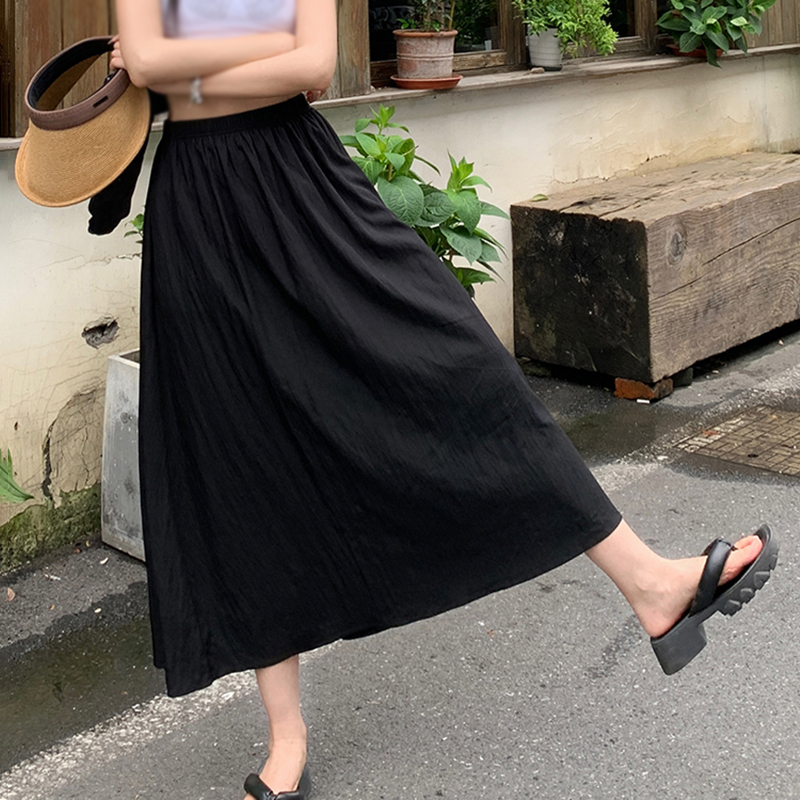 Chân VáY Chữ A Lưng Cao Co DãN, MàU SắC Đơn GiảN