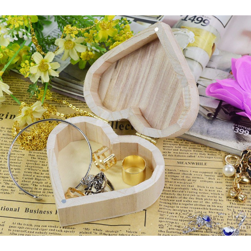 Có thể bán buôn Mới Đáng Yêu Bằng Gỗ Hình Trái Tim Trang Sức Hộp Bảo Quản Bao Bì Xách Thủ Công Trí Nóng