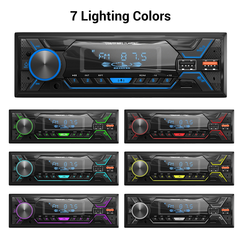 Máy Nghe Nhạc MP3 1 Din Bluetooth 7 Màu Đèn 720S Gắn Vô Lăng Xe Hơi