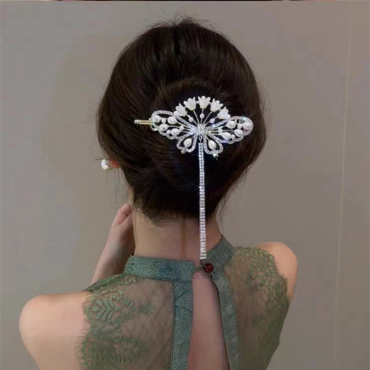 Kẹp Tóc Tua Rua Hình Hoa Lily / Bươm Bướm Phong Cách Hàn Quốc Cho Nữ