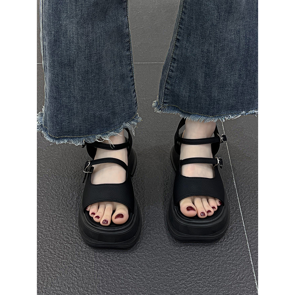 KaBaiQi Dép bánh mì guốc dép sandal nữ Màu Sắc Đơn Giản Thoải Mái Cao Gót Chống Trơn Trượt dép đế xuồng 32ZHDLX072610