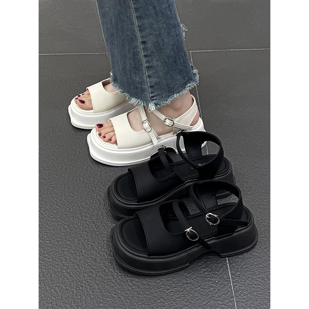 KaBaiQi Dép bánh mì guốc dép sandal nữ Màu Sắc Đơn Giản Thoải Mái Cao Gót Chống Trơn Trượt dép đế xuồng 32ZHDLX072610