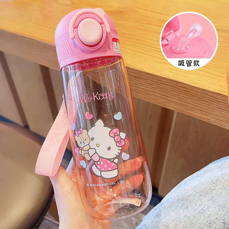 Bình Nước Bằng Nhựa Cấp Thực Phẩm Có Ống Hút Hình Hello Kitty Đáng Yêu Cho Mẹ Bầu