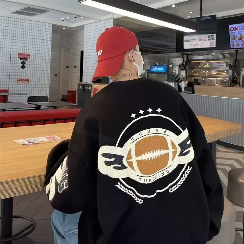 Áo Sweater Nam Chui Đầu Dáng Rộng Thêu Họa Tiết Kiểu Mỹ Cá Tính Cho Các Cặp Đôi Áo len nam  Màu Trơn Tay Dài Dáng Rộng Thời Trang Mới Thu Đông Phong Cách Hàn Quốc Cho Nam Và Nữ