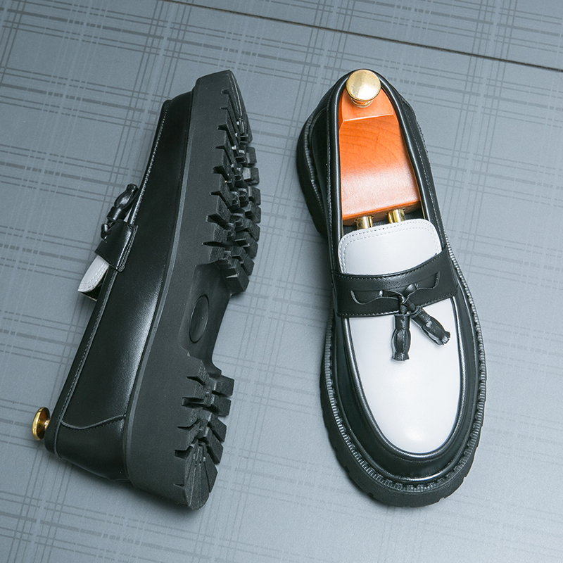 Giày Lười Da Đế Dày Phối Tua Rua Thời Trang Công Sở Cho Nam