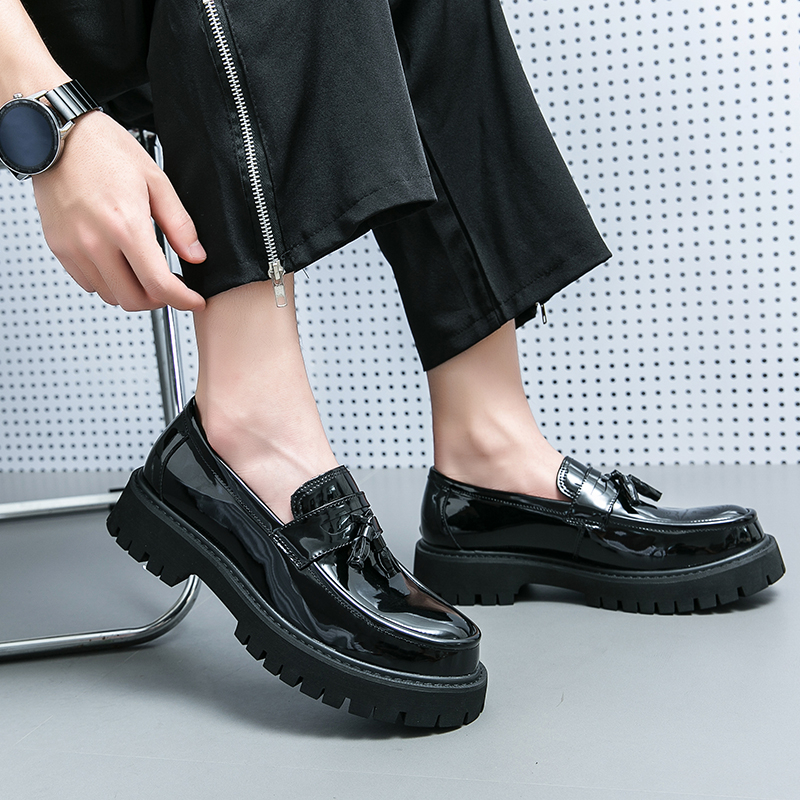 Giày Lười Da Đế Dày Phối Tua Rua Thời Trang Công Sở Cho Nam