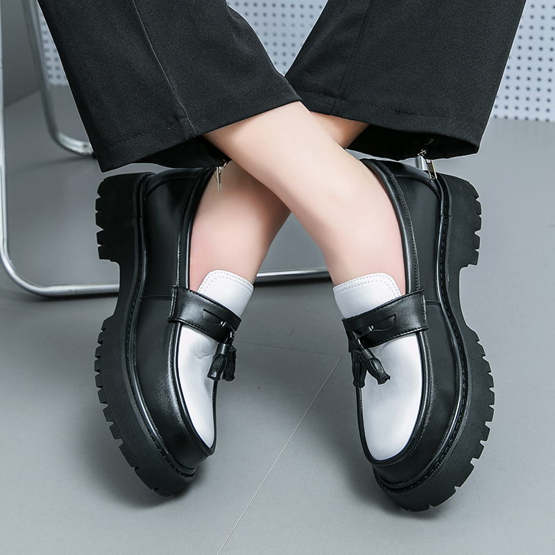 Giày Lười Da Đế Dày Phối Tua Rua Thời Trang Công Sở Cho Nam