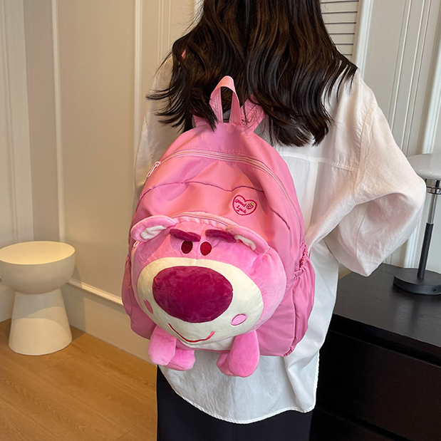 Ba Lô Đi Học Hình Gấu / Dâu Tây Bằng Lông Nhung Dễ Thương Xinh Xắn