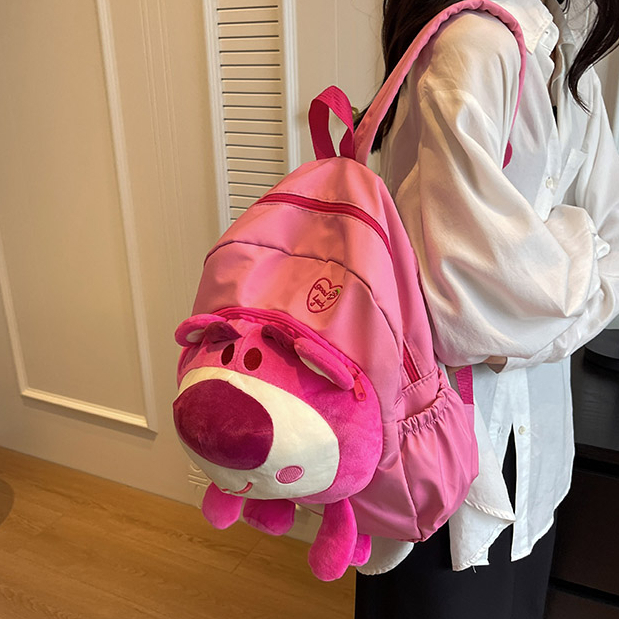 Ba Lô Đi Học Hình Gấu / Dâu Tây Bằng Lông Nhung Dễ Thương Xinh Xắn