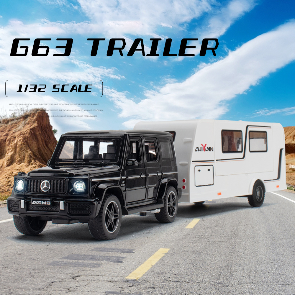 Mô Hình Xe Hơi Benz G63 Trailer Tỉ Lệ 1: 32 Bằng Hợp Kim Có Đèn Và Âm Thanh