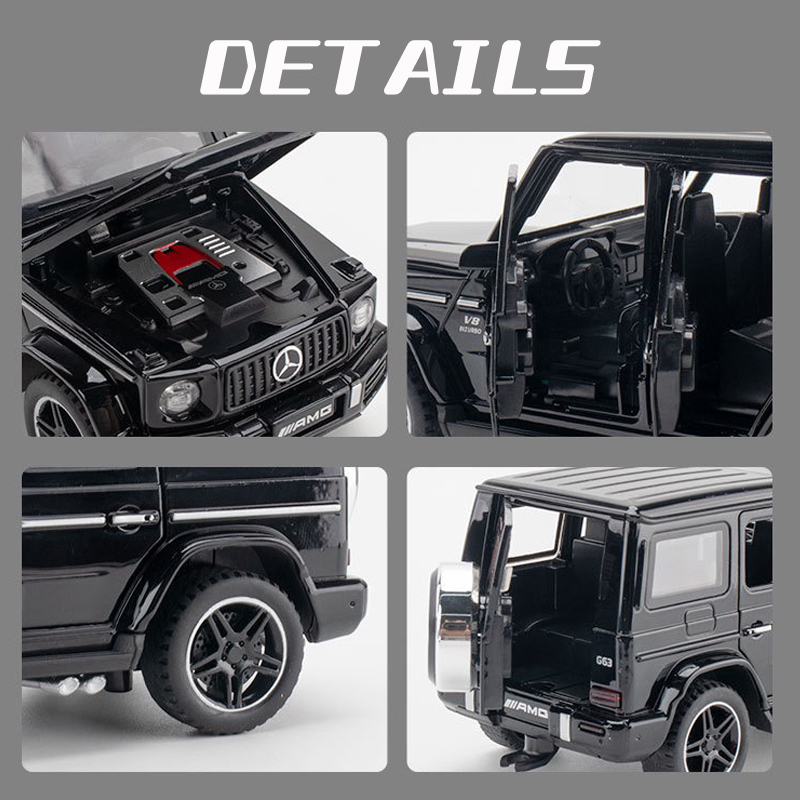 Mô Hình Xe Hơi Benz G63 Trailer Tỉ Lệ 1: 32 Bằng Hợp Kim Có Đèn Và Âm Thanh