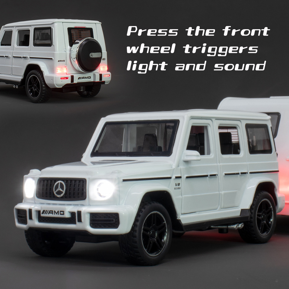 Mô Hình Xe Hơi Benz G63 Trailer Tỉ Lệ 1: 32 Bằng Hợp Kim Có Đèn Và Âm Thanh