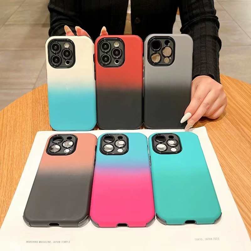 Ốp Điện Thoại Silicone Mềm Bảo Vệ Bốn Góc Chống Sốc Màu Gradient Cho IPhone 14 13 12 11 Pro Max 14 Plus
