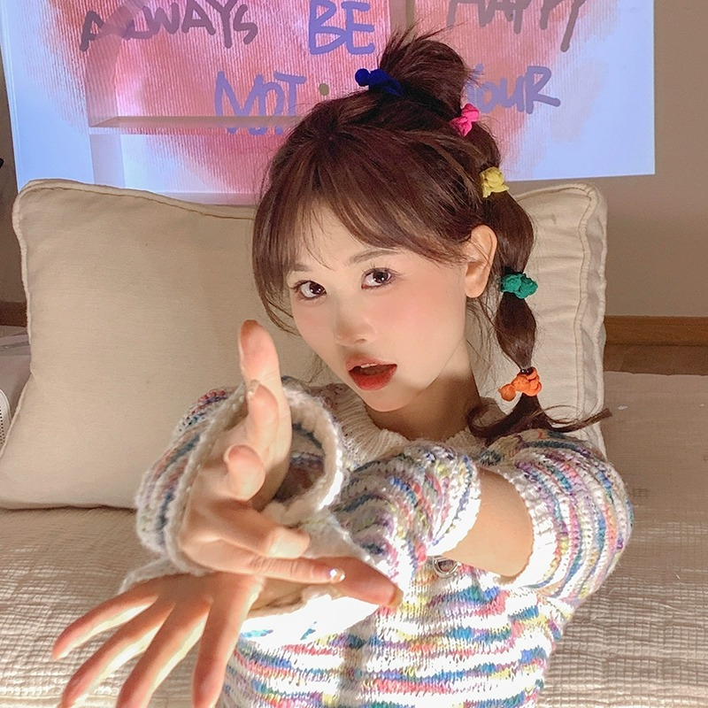 Dây Cột Tóc Cao Su Co Giãn Hai Lớp Thắt Nút Màu Macaron Phong Cách Trung Hoa Dễ Thương