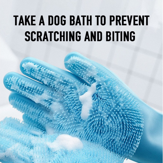 DORRIKEY Bàn chải tắm silicon massage bọt cho chó mèo/Găng tay dùng để tắm cho chó mèo LI0257