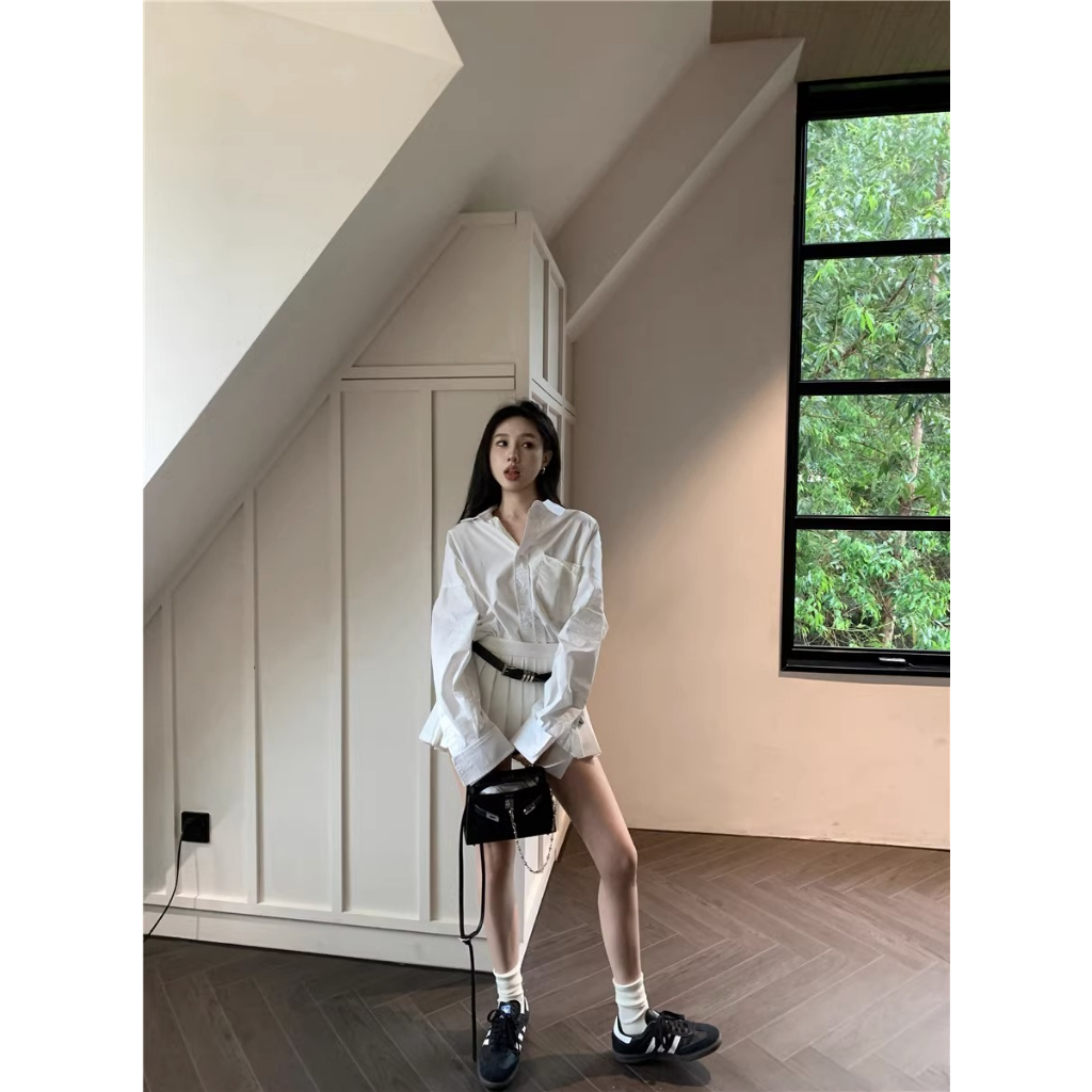 Honypove Áo Sơ Mi Tay Dài Chống Nắng Dáng Rộng Thời Trang Mùa Hè Phong Cách Hàn Quốc Cho Nữ