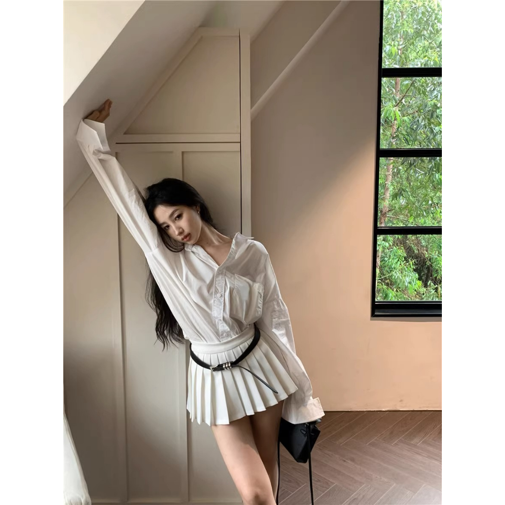 Honypove Áo Sơ Mi Tay Dài Chống Nắng Dáng Rộng Thời Trang Mùa Hè Phong Cách Hàn Quốc Cho Nữ