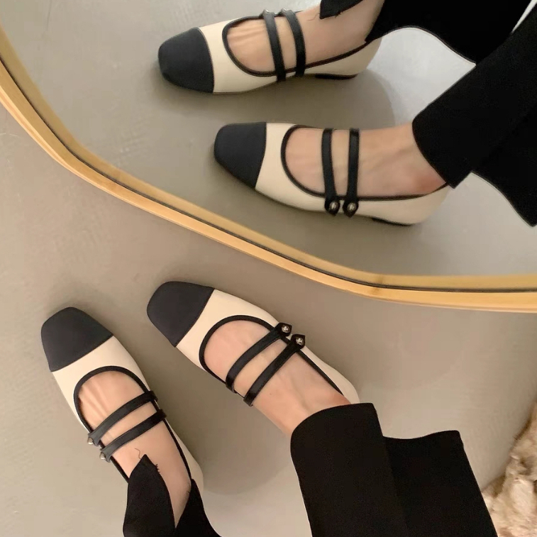 YAOLI  Giày Búp Bê Đế Bằng Phong Cách Mary Jane Hàn Quốc