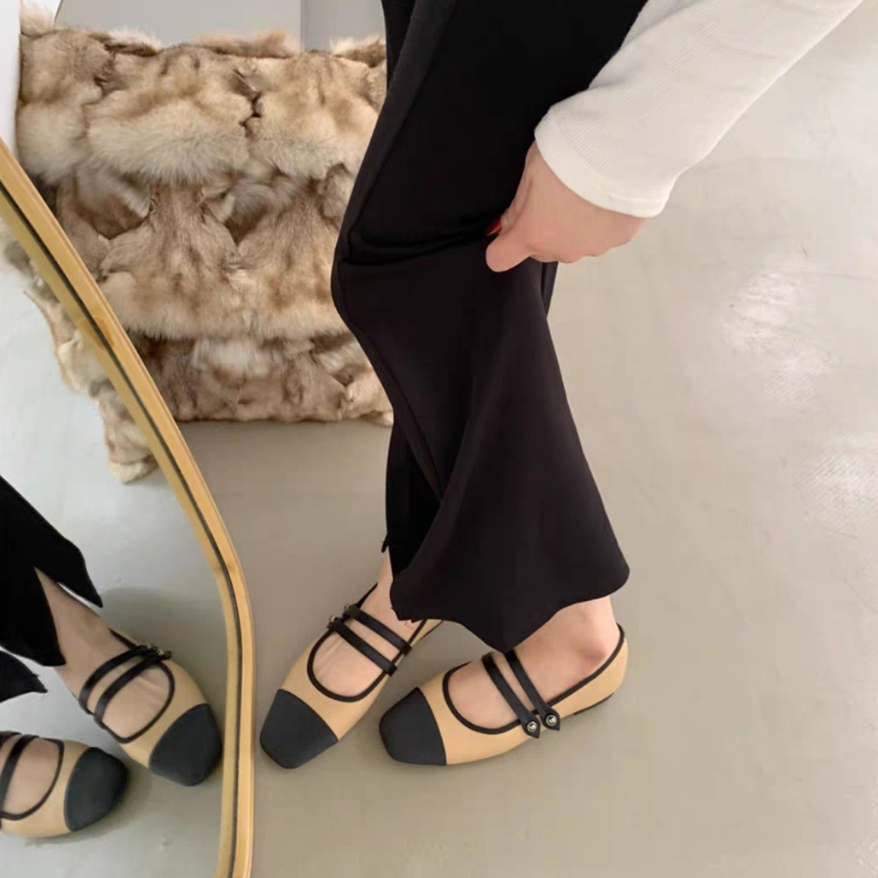 YAOLI  Giày Búp Bê Đế Bằng Phong Cách Mary Jane Hàn Quốc