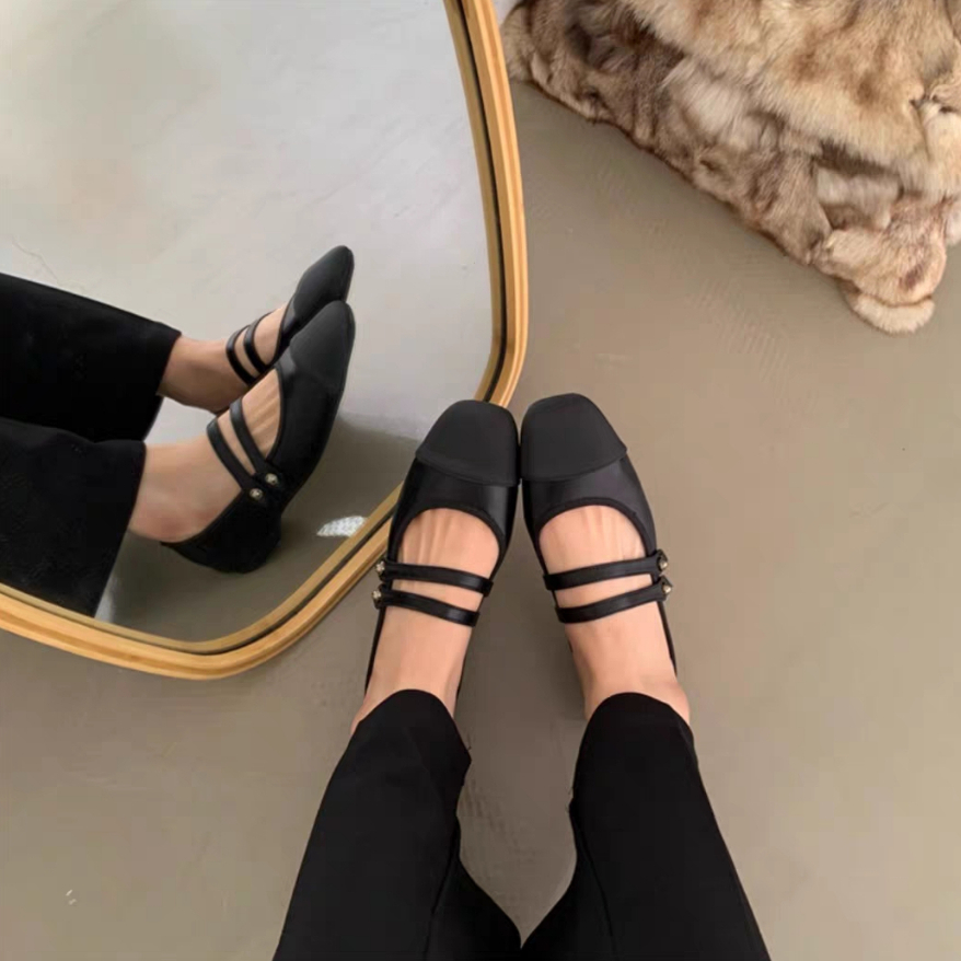 YAOLI  Giày Búp Bê Đế Bằng Phong Cách Mary Jane Hàn Quốc