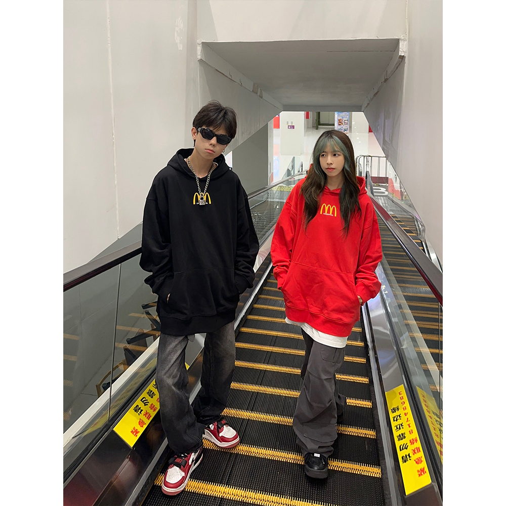 100%Cotton oversize Áo Hoodie Dáng Rộng In Chữ Phong Cách Vintage Thời Trang Cho Nữ