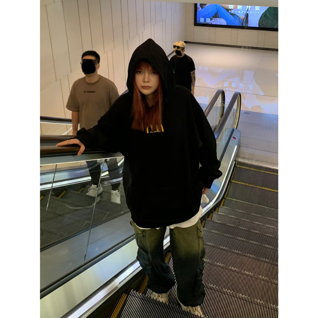 100%Cotton oversize Áo Hoodie Dáng Rộng In Chữ Phong Cách Vintage Thời Trang Cho Nữ