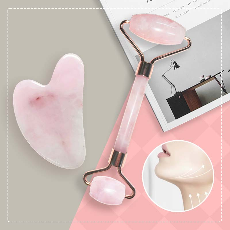 Thanh lăn/Tấm guasha Derf bằng đá ngọc bích massage mặt độc đáo