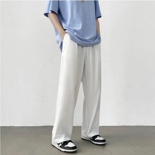 Quần Dài  Nam Mùa Hè Đứng Màu Trơn Thời Trang Hàn Quốc  Quần Jogger Nam Unisex Quần ống Rộng Unisex nam nữ cao cấp ( ống rộng trắng)