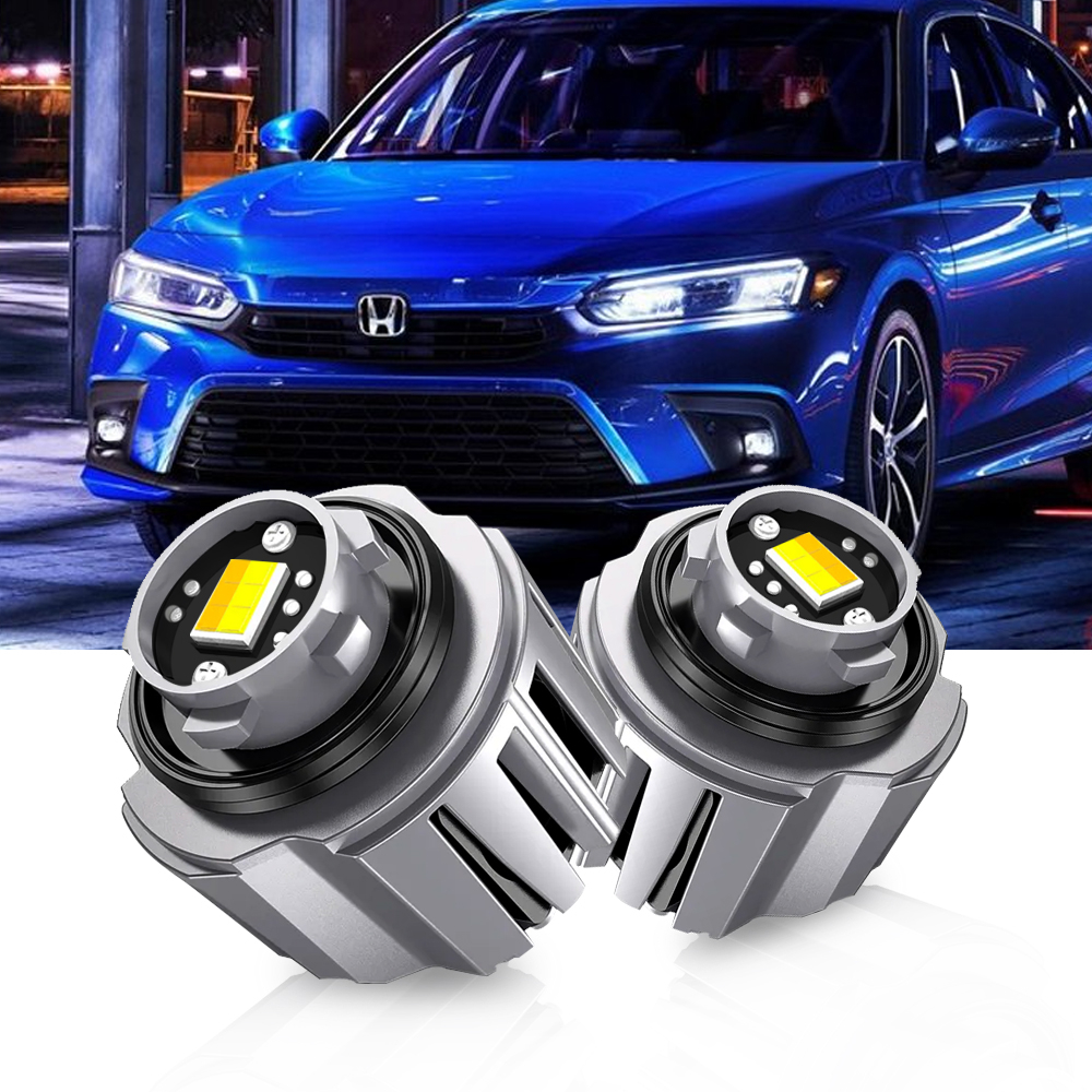 2 chiếc đèn sương mù led ô tô màu kép l1b có quạt cho honda civic xi thế hệ thứ 11 mk11 2021 2022 2023 màu trắng vàng vàng thay thế đèn led nguyên bản