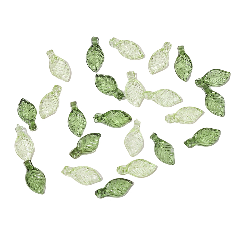 Chuỗi Hạt Hình Chiếc Lá Màu Xanh Lá Bằng Acrylic Kích Thước 5x10mm Dùng Làm Trang Sức DIY