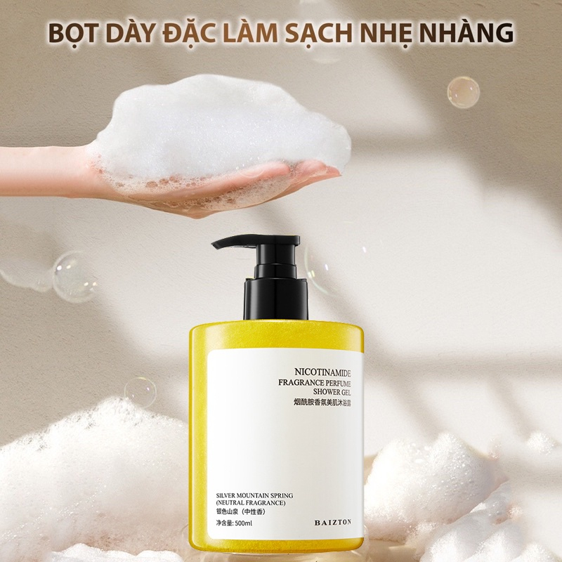 Sữa tắm Niacinamide dưỡng ẩm tẩy da chết Hương Thơm Lâu Phai Dưỡng Ẩm Làm Trắng Da 500ml