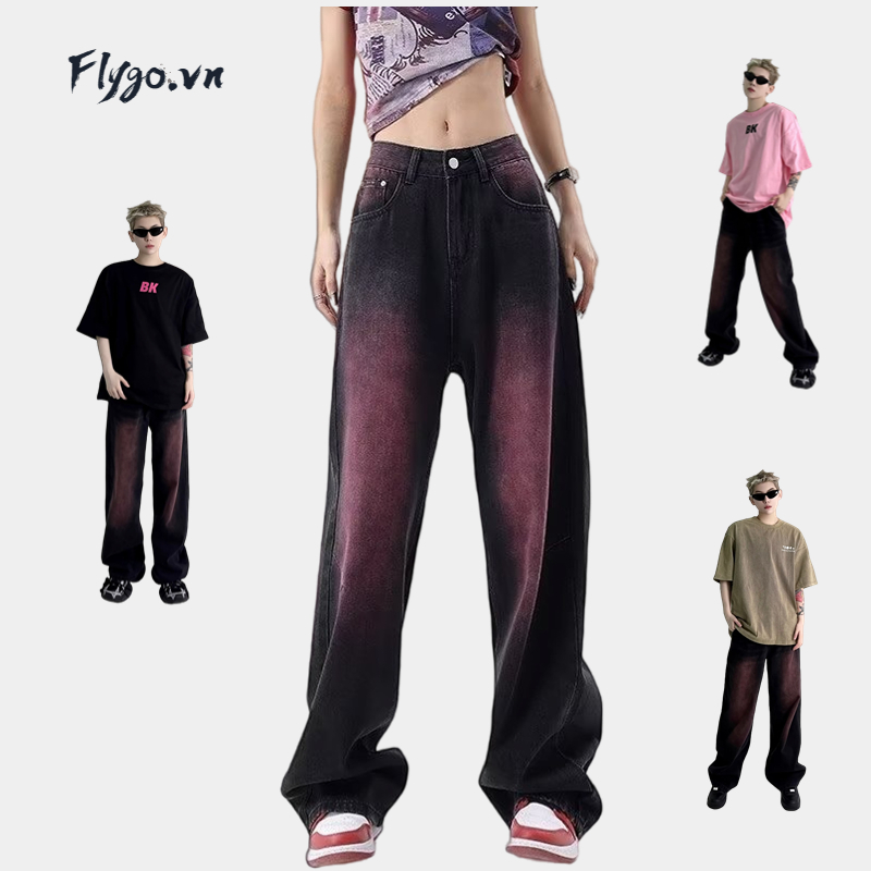 Quần Jean Ống Rộng Thời Trang Hàn Quốc Dành Cho Nam Và Nữ Quần hip hop thời trang simple unisex quần jean baggy quần jean nam đẹp quần bò ống rộng retro quần jean nữ