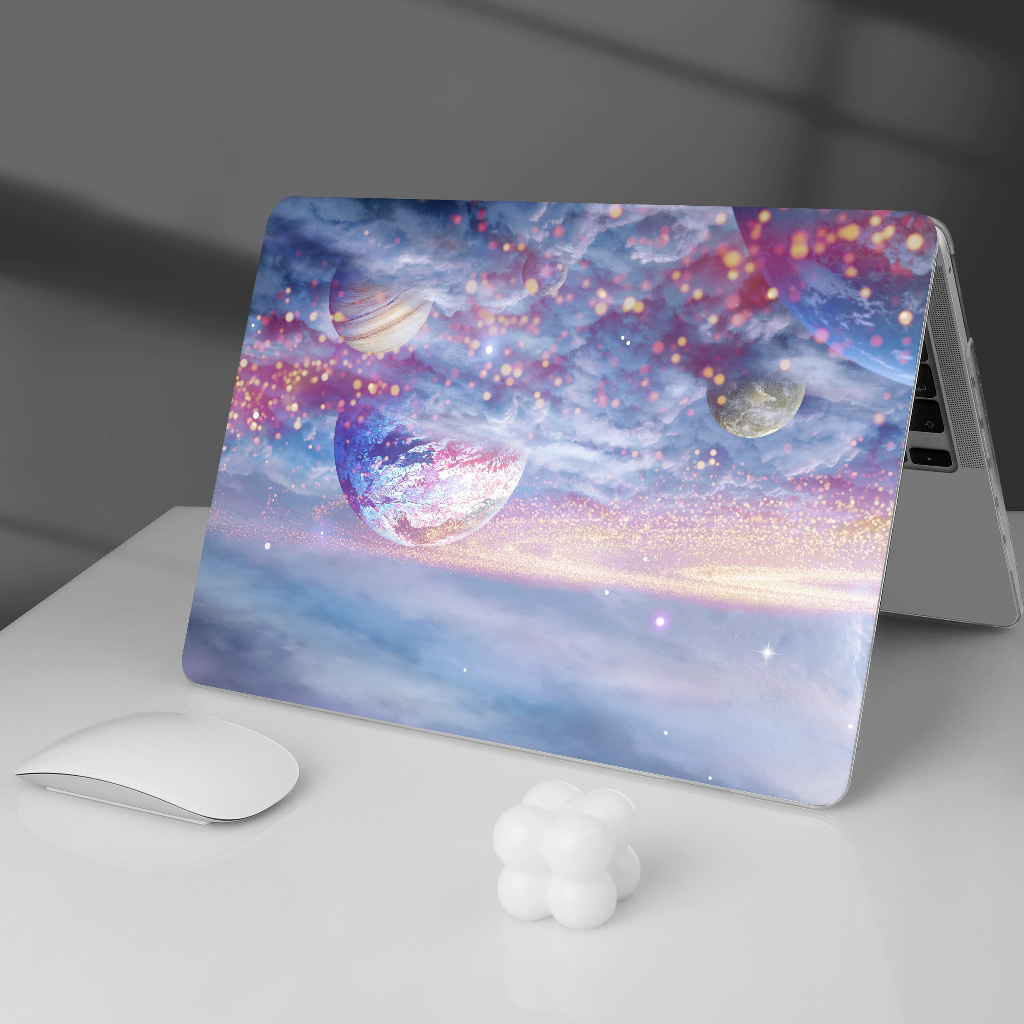 Vỏ in không gian màu tím tương thích cho macbook air 15 a2941 m2 2023 pro 14 16 2023 m2 2022 a2338 air 13 a2681 a2337 m1 2020 a2179 a1932 air 13 a1466 a1369 air 11