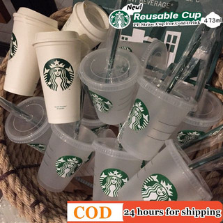 Cốc cà phê Starbucks 473ml nhựa PP trắng cấp thực phẩm