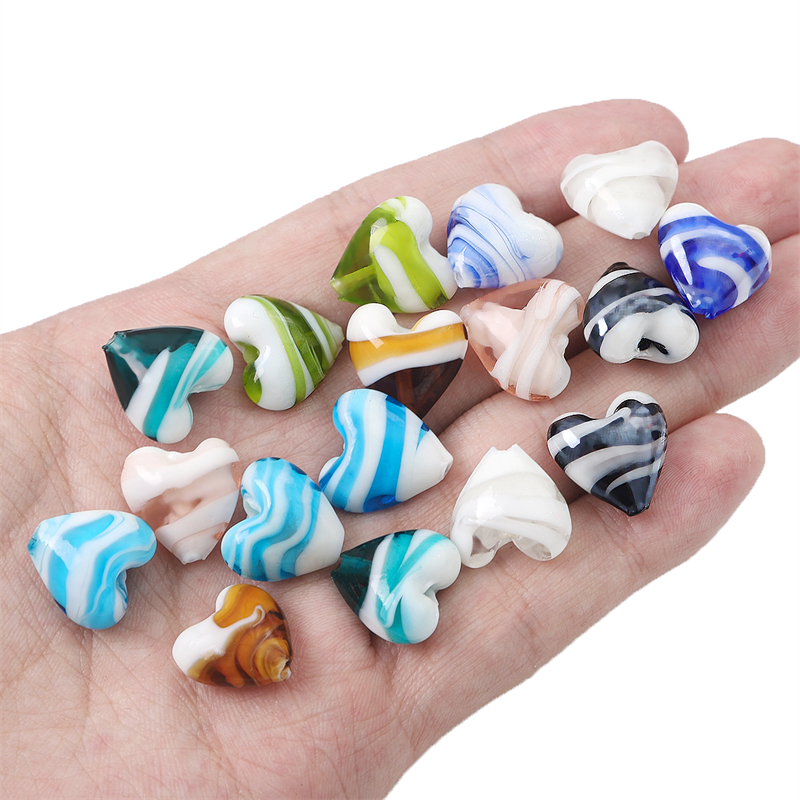 Beadia Hạt Xỏ Lỗ Làm Trang Sức Hình Trái Tim Bằng Kính Murano 15MM Diy