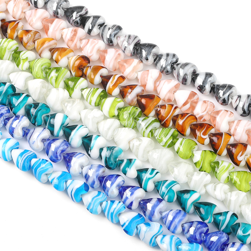 Beadia Hạt Xỏ Lỗ Làm Trang Sức Hình Trái Tim Bằng Kính Murano 15MM Diy