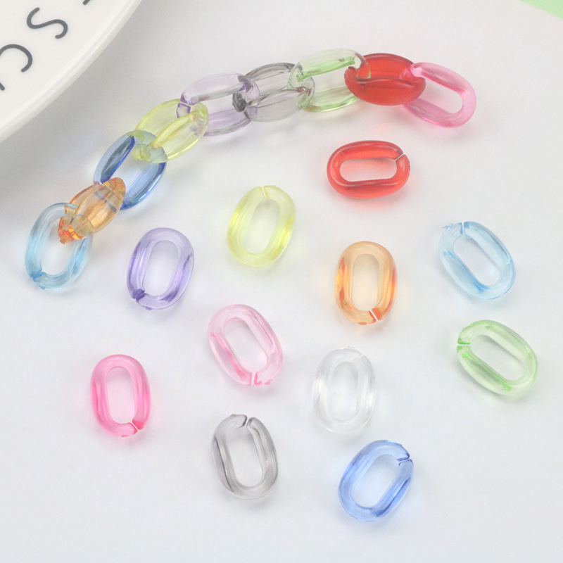Set 100 Vòng Nối Dây Xích acrylic Trong Suốt 10 * 15mm / 11 * 16mm