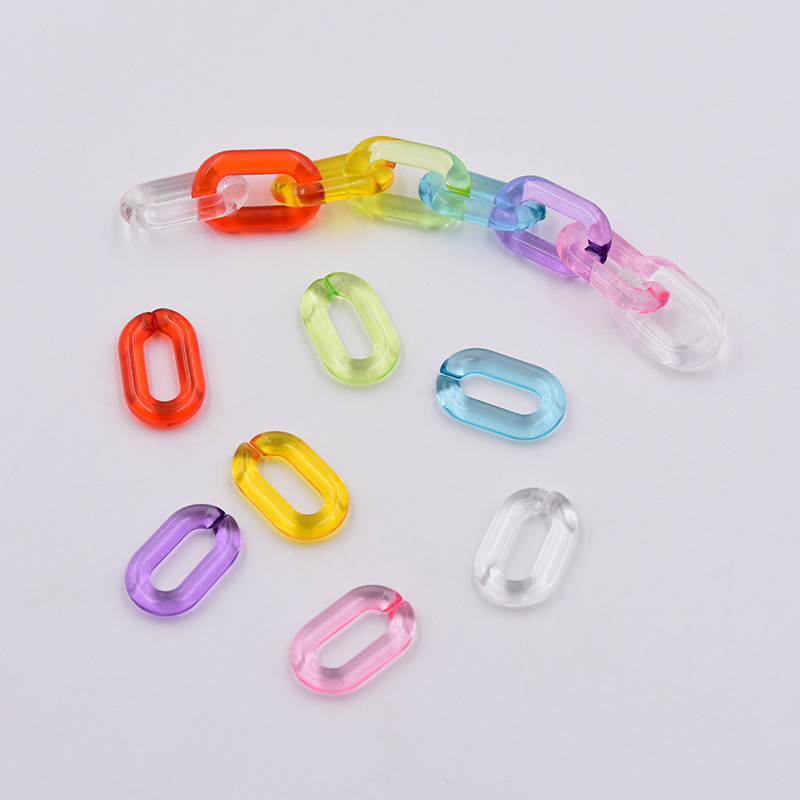 Set 100 Vòng Nối Dây Xích acrylic Trong Suốt 10 * 15mm / 11 * 16mm