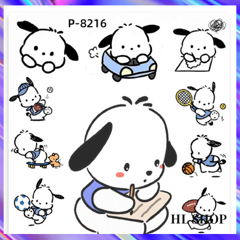 SANRIO Hl Miếng Dán Trang Trí Xe Mô Tô Hình Chú Chó POCHACCO Dễ Thương Chống Thấm Nước