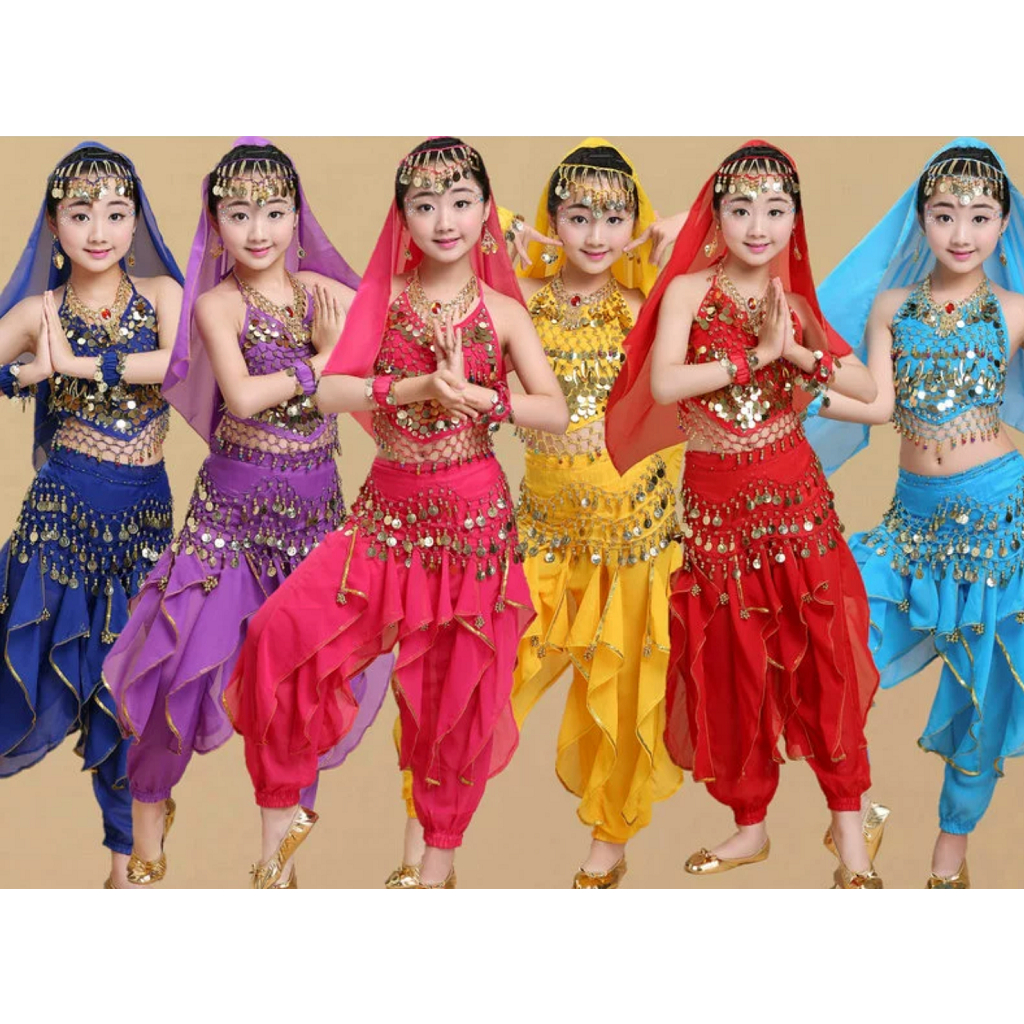 Bộ Trang Phục Biểu Diễn Múa Bụng Phong Cách Ấn Độ Cho Bé Gái