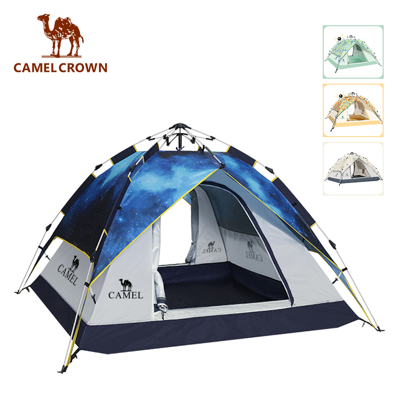 Lều dã ngoại CAMEL CROWN thiết kế hai lớp chống nắng mưa tự động có thể gấp gọn cho 3-4 người tiện dụng