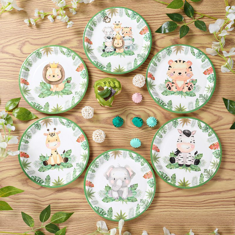 Set 8 Đĩa Giấy Dùng Một Lần In Hình Rừng Cây Safari Sophistiplate Trang Trí Bàn Ăn Tiệc Cưới / Sinh Nhật