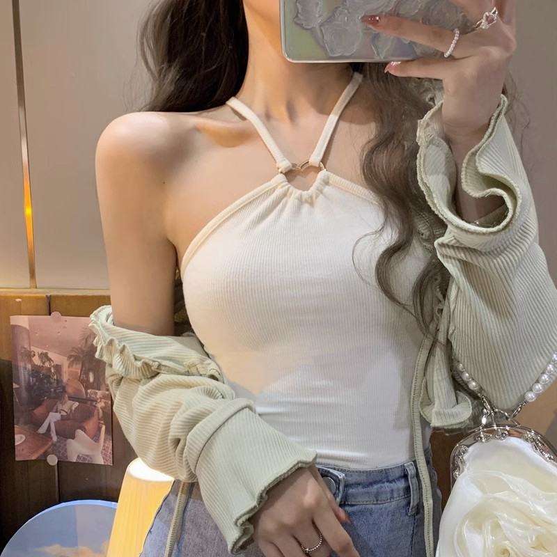 Áo Croptop Nữ Cổ Yếm , Áo Kiểu Cổ Yếm Hở Lưng Thiết Kế Vạt Chéo Sexy