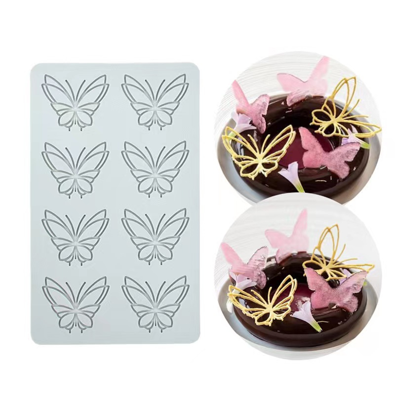 Khuôn Silicone Tạo Hình Trang Trí Bánh Kem / Làm Chocolate Hình Bươm Bướm DBS343
