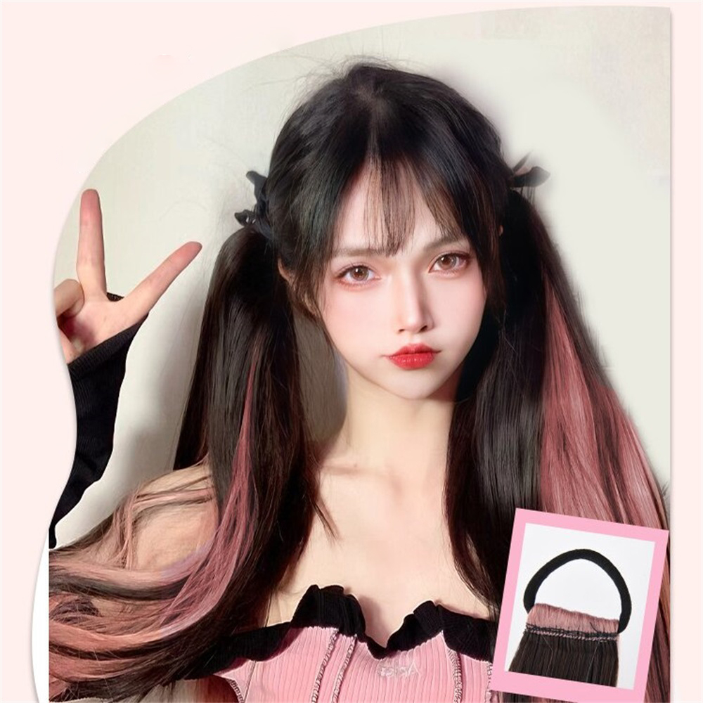 Tóc Giả Đuôi Ngựa Thẳng Dài 50cm Y2K Màu Hồng Bắt Sáng Cá Tính Dành Cho Nữ