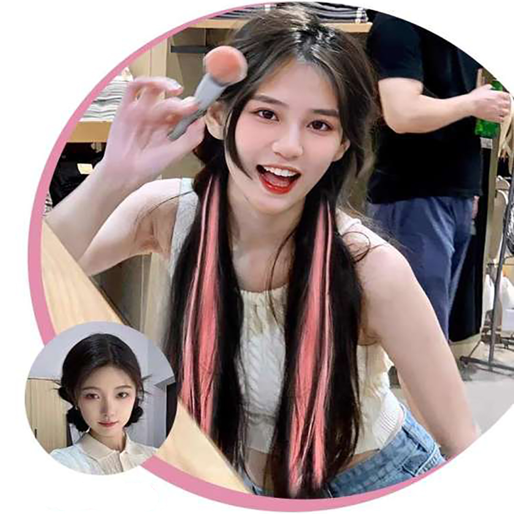 Tóc Giả Đuôi Ngựa Thẳng Dài 50cm Y2K Màu Hồng Bắt Sáng Cá Tính Dành Cho Nữ