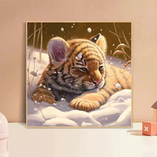  Hamlet【40*40cm tranh tô màu theo số mèo hổ nhỏ quà tặng thủ công dễ thương sơn acrylic tranh sơn dầu tranh trang trí 
