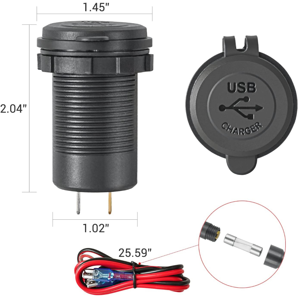 Bộ Sạc Laptop 12V 65W USB-C PD3.0 Và 18W QC3.0 Cổng USB Có Công Tắc Cho Xe Hơi / Tàu Thuyền / Xe Buýt / Xe Tải /